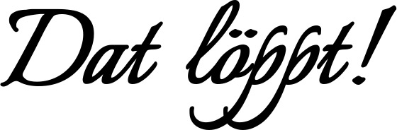 Vorschau des Bootsnamens "Dat löppt!" als Schriftzug für "Bootsbeschriftung Klassisch 58"