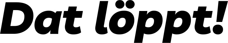 Vorschau des Bootsnamens "Dat löppt!" als Schriftzug für "Bootsbeschriftung Kursiv 06"