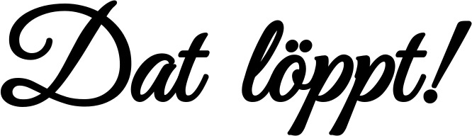 Vorschau des Bootsnamens "Dat löppt!" als Schriftzug für "Bootsbeschriftung Klassisch 68"