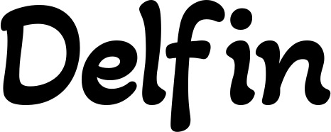 Vorschau des Bootsnamens "Delfin" als Schriftzug für "Bootsbeschriftung Klassisch 103"