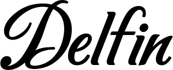 Vorschau des Bootsnamens "Delfin" als Schriftzug für "Bootsbeschriftung Klassisch 50"