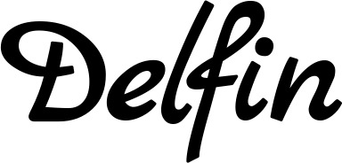 Vorschau des Bootsnamens "Delfin" als Schriftzug für "Bootsbeschriftung Klassisch 77"