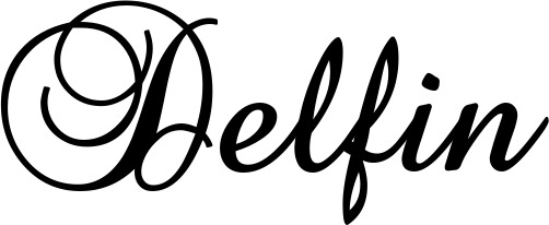 Vorschau des Bootsnamens "Delfin" als Schriftzug für "Bootsbeschriftung Klassisch 02-A"