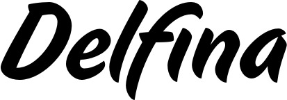Vorschau des Bootsnamens "Delfina" als Schriftzug für "Bootsbeschriftung Klassisch 19"