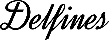 Vorschau des Bootsnamens "Delfines" als Schriftzug für "Bootsbeschriftung Klassisch 44"