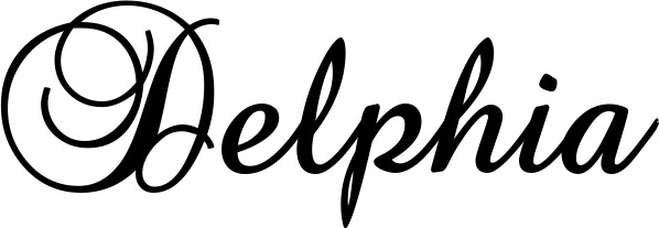 Vorschau des Bootsnamens "Delphia" als Schriftzug für "Bootsbeschriftung Klassisch 02-A"