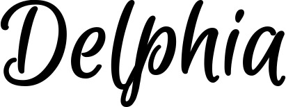 Vorschau des Bootsnamens "Delphia" als Schriftzug für "Bootsbeschriftung Klassisch 105"