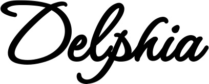 Vorschau des Bootsnamens "Delphia" als Schriftzug für "Bootsbeschriftung Klassisch 111"