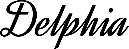 Vorschau des Bootsnamens "Delphia" als Schriftzug für "Bootsbeschriftung Klassisch 44"