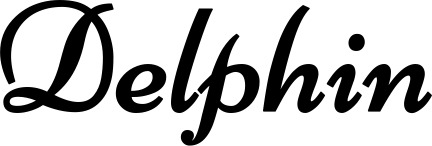 Vorschau des Bootsnamens "Delphin" als Schriftzug für "Bootsbeschriftung Klassisch 84"