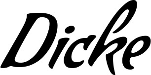 Vorschau des Bootsnamens "Dicke" als Schriftzug für "Bootsbeschriftung Klassisch 57"