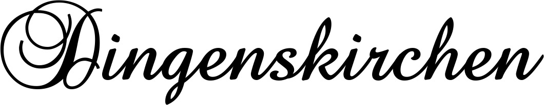 Vorschau des Bootsnamens "Dingenskirchen" als Schriftzug für "Bootsbeschriftung Klassisch 02-A"