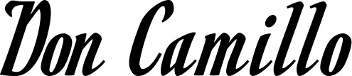 Vorschau des Bootsnamens "Don Camillo" als Schriftzug für "Bootsbeschriftung Klassisch 93"