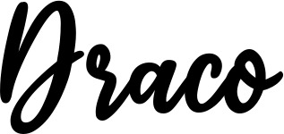 Vorschau des Bootsnamens "Draco" als Schriftzug für "Bootsbeschriftung Klassisch 74"