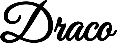 Vorschau des Bootsnamens "Draco" als Schriftzug für "Bootsbeschriftung Klassisch 68"