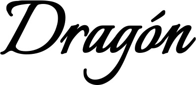 Vorschau des Bootsnamens "Dragón" als Schriftzug für "Bootsbeschriftung Klassisch 58"