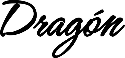 Vorschau des Bootsnamens "Dragón" als Schriftzug für "Bootsbeschriftung Klassisch 71"
