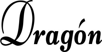 Vorschau des Bootsnamens "Dragón" als Schriftzug für "Bootsbeschriftung Klassisch 76"
