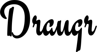 Vorschau des Bootsnamens "Draugr" als Schriftzug für "Bootsbeschriftung Klassisch 63"