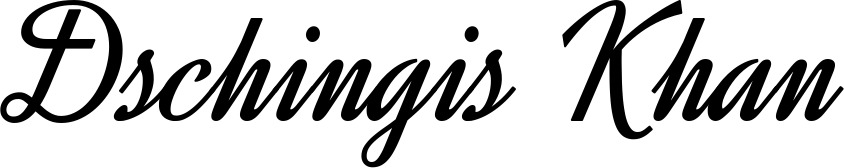 Vorschau des Bootsnamens "Dschingis Khan" als Schriftzug für "Bootsbeschriftung Klassisch 44"