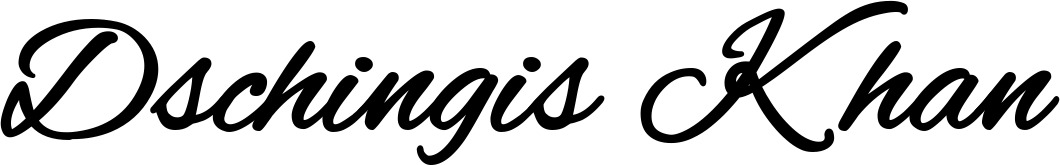 Vorschau des Bootsnamens "Dschingis Khan" als Schriftzug für "Bootsbeschriftung Klassisch 35"