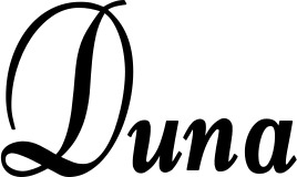 Vorschau des Bootsnamens "Duna" als Schriftzug für "Bootsbeschriftung Klassisch 76"