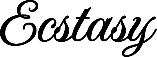 Vorschau des Bootsnamens "Ecstasy" als Schriftzug für "Bootsbeschriftung Klassisch 70"