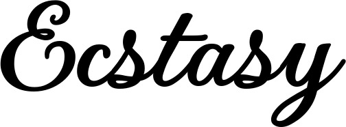 Vorschau des Bootsnamens "Ecstasy" als Schriftzug für "Bootsbeschriftung Klassisch 69"