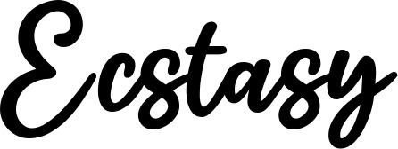 Vorschau des Bootsnamens "Ecstasy" als Schriftzug für "Bootsbeschriftung Klassisch 74"