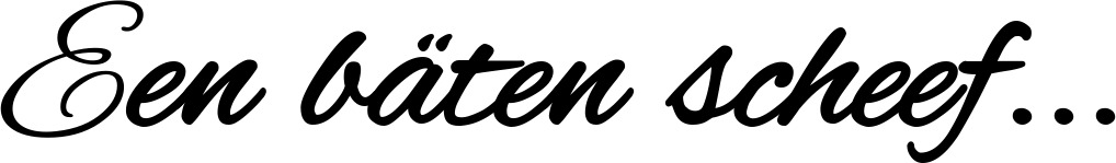 Vorschau des Bootsnamens "Een bäten scheef..." als Schriftzug für "Bootsbeschriftung Klassisch 35"