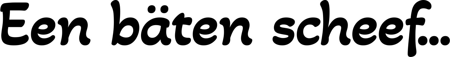 Vorschau des Bootsnamens "Een bäten scheef..." als Schriftzug für "Bootsbeschriftung Klassisch 103"