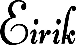 Vorschau des Bootsnamens "Eirik" als Schriftzug für "Bootsbeschriftung Klassisch 76"
