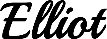 Vorschau des Bootsnamens "Elliot" als Schriftzug für "Bootsbeschriftung Klassisch 86"