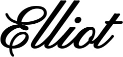 Vorschau des Bootsnamens "Elliot" als Schriftzug für "Bootsbeschriftung Klassisch 107"