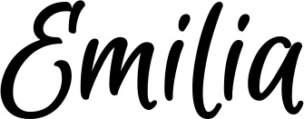 Vorschau des Bootsnamens "Emilia" als Schriftzug für "Bootsbeschriftung Klassisch 105"