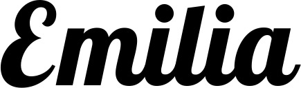 Vorschau des Bootsnamens "Emilia" als Schriftzug für "Bootsbeschriftung Neu 60"