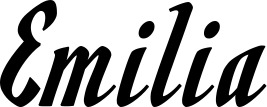 Vorschau des Bootsnamens "Emilia" als Schriftzug für "Bootsbeschriftung Klassisch 93"