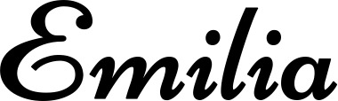 Vorschau des Bootsnamens "Emilia" als Schriftzug für "Bootsbeschriftung Klassisch 84"