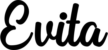 Vorschau des Bootsnamens "Evita" als Schriftzug für "Bootsbeschriftung Klassisch 43"