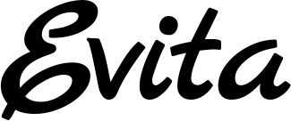 Vorschau des Bootsnamens "Evita" als Schriftzug für "Bootsbeschriftung Klassisch 77"