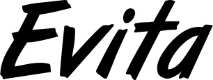 Vorschau des Bootsnamens "Evita" als Schriftzug für "Bootsbeschriftung Klassisch 38"