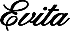 Vorschau des Bootsnamens "Evita" als Schriftzug für "Bootsbeschriftung Klassisch 107"