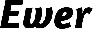 Vorschau des Bootsnamens "Ewer" als Schriftzug für "Bootsbeschriftung Kursiv 01"