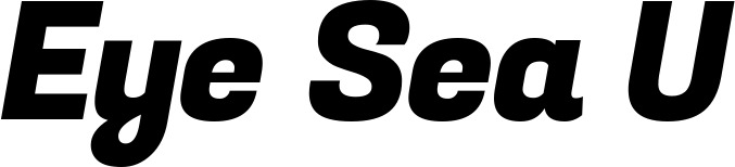 Vorschau des Bootsnamens "Eye Sea U" als Schriftzug für "Bootsbeschriftung Kursiv 04"