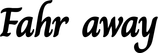 Vorschau des Bootsnamens "Fahr away" als Schriftzug für "Bootsbeschriftung Klassisch 51"