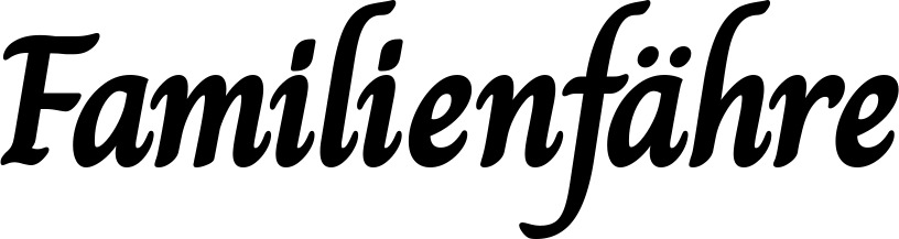 Vorschau des Bootsnamens "Familienfähre" als Schriftzug für "Bootsbeschriftung Klassisch 51"