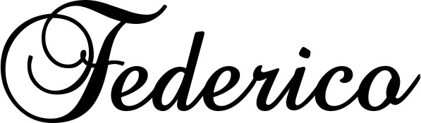 Vorschau des Bootsnamens "Federico" als Schriftzug für "Bootsbeschriftung Klassisch 02-A"
