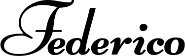 Vorschau des Bootsnamens "Federico" als Schriftzug für "Bootsbeschriftung Klassisch 76-A"
