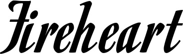 Vorschau des Bootsnamens "Fireheart" als Schriftzug für "Bootsbeschriftung Klassisch 93"