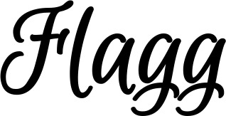 Vorschau des Bootsnamens "Flagg" als Schriftzug für "Bootsbeschriftung Klassisch 105"